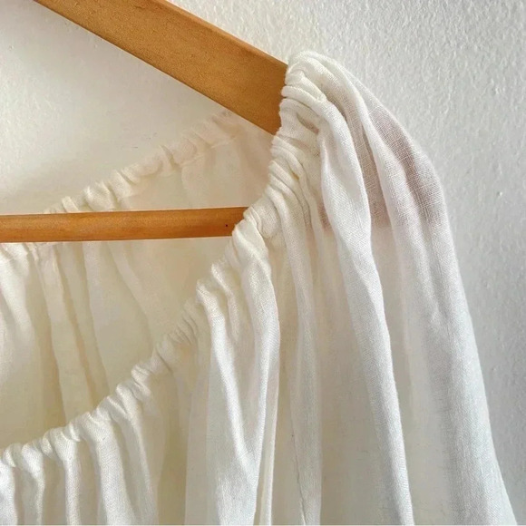 J.CREW Kaftan Blue Embroidered Linen Dress Beach Cover Up Size XXS Long Sleeve - Picture 3 of 9